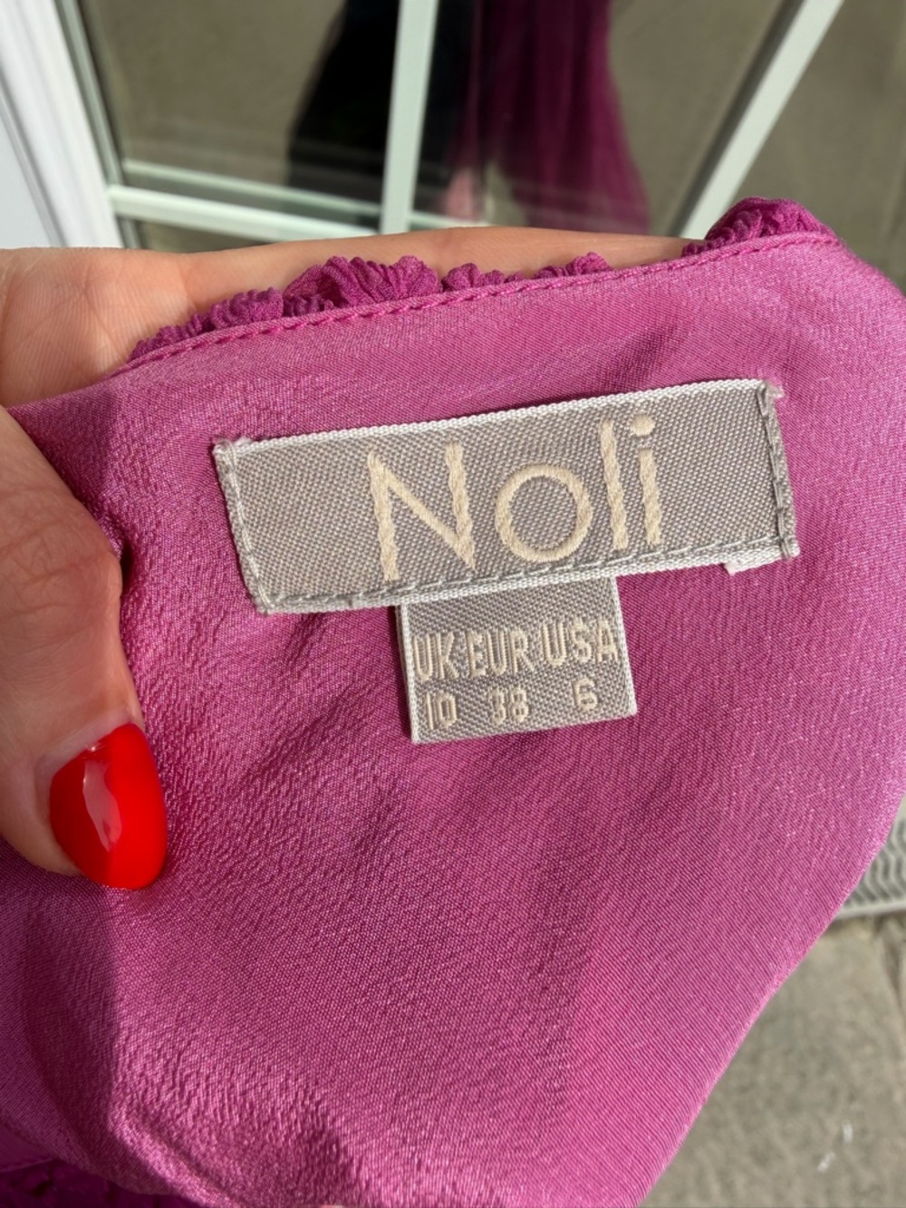 100% Silk Bright Fuchsia Beaded Midi Skirt - Picture 3 of 4